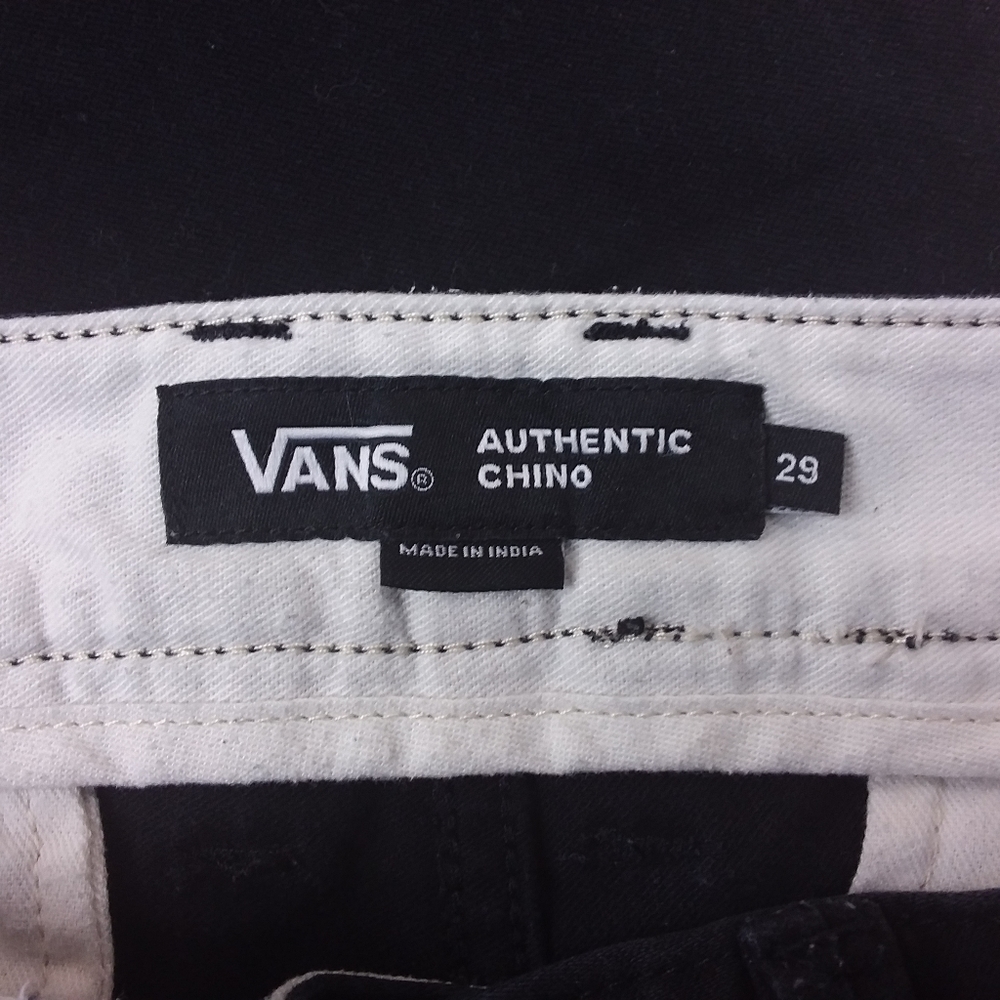 Vans Authentic Chino Pants Slim Fit Flat Front Straight Leg Black Cotton Blend - Picture 8 of 10